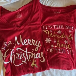 EUC Bundle of 2 Womens Apt. 9 Christmas Shirts